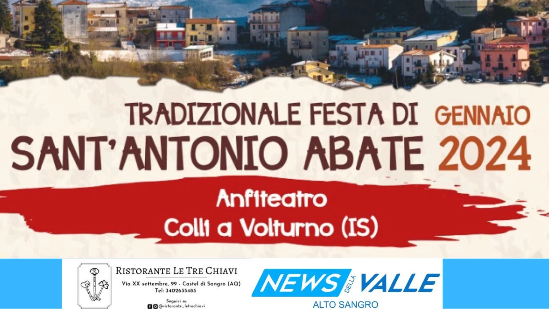Colli a Volturno: torna la Tradizionale Festa di Sant’Antonio Abate. Appuntamento dal 12 al 17 gennaio. Edizione numero 15.
